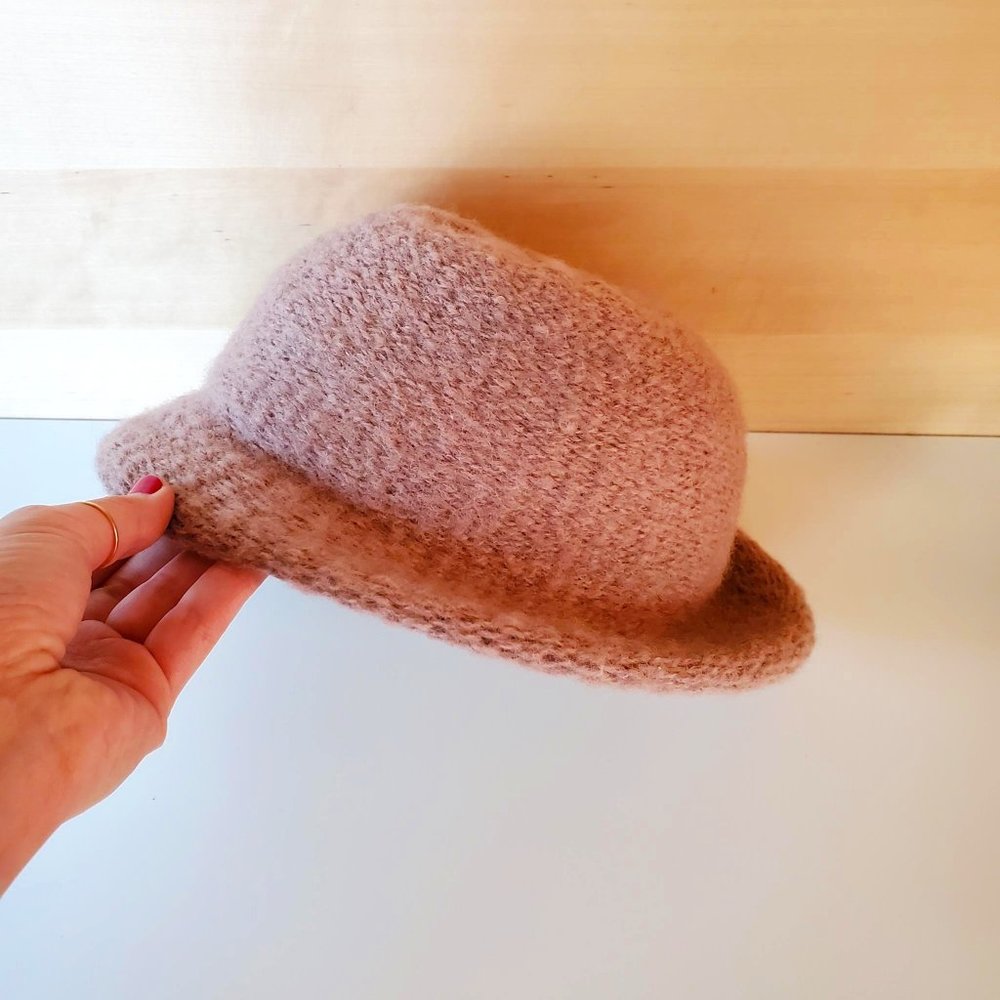 Vintage Pastel Wool Cloche Bowler Bucket Hat Lilac Pink